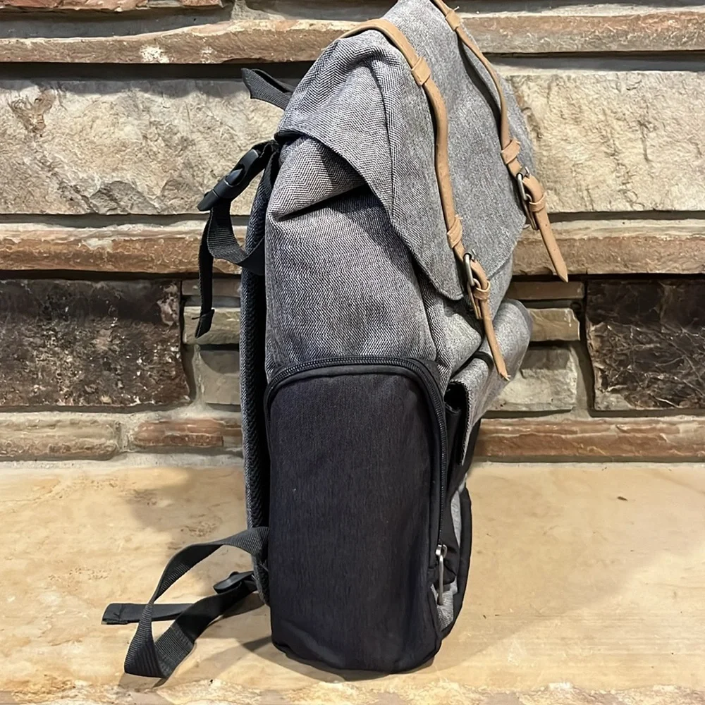 Eddie Bauer Diaper Backpack with Changing Pad Heather Grey Drawstring